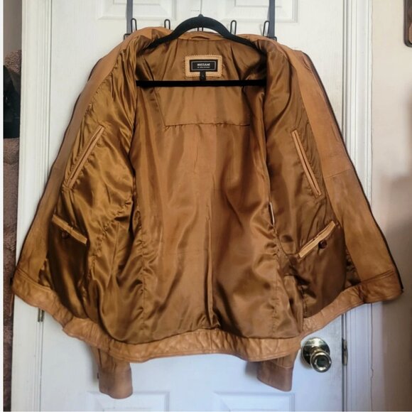 MISSANI LE COLLEZIONI Distressed Leather Motorcycle Jacket Men L Sportcoat Tan G - Picture 7 of 16